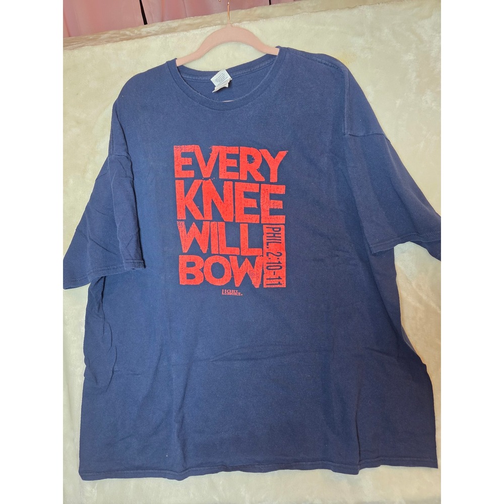 Delta Pro Weight Every Knee Will Bow Phil 2:10-11 Graphic T-Shirt Navy Blue 3XL